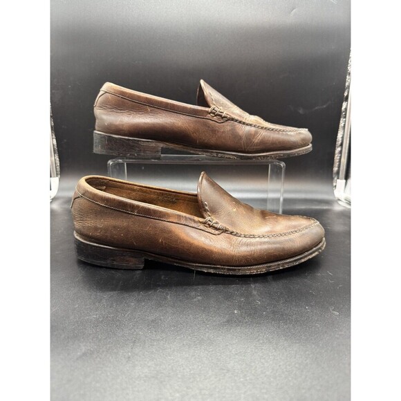 Cole Haan Country Mens 12 Slip On Loafers Brown Leather Moc Toe Casual Shoes GUC